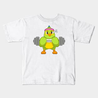 Parrot Strength training Dumbbell Kids T-Shirt